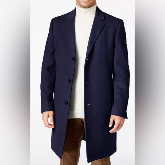 Lauren Ralph Lauren Men's Blue Cashmere Wool Overcoat Coat Jacket Size 38R New - Picture 3 of 7